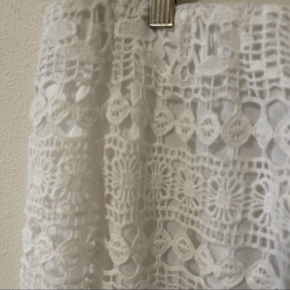 Lane Bryant Crochet Overlay White Cotton Midi Skirt NWT-22 - Picture 4 of 8